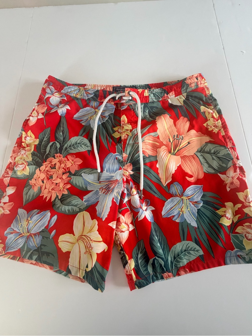 Abercrombie & Fitch Red floral patterned swim shorts